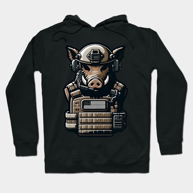 Tactical Wild Boar Adventure Tee: Unleash the Beast Within Hoodie by Rawlifegraphic